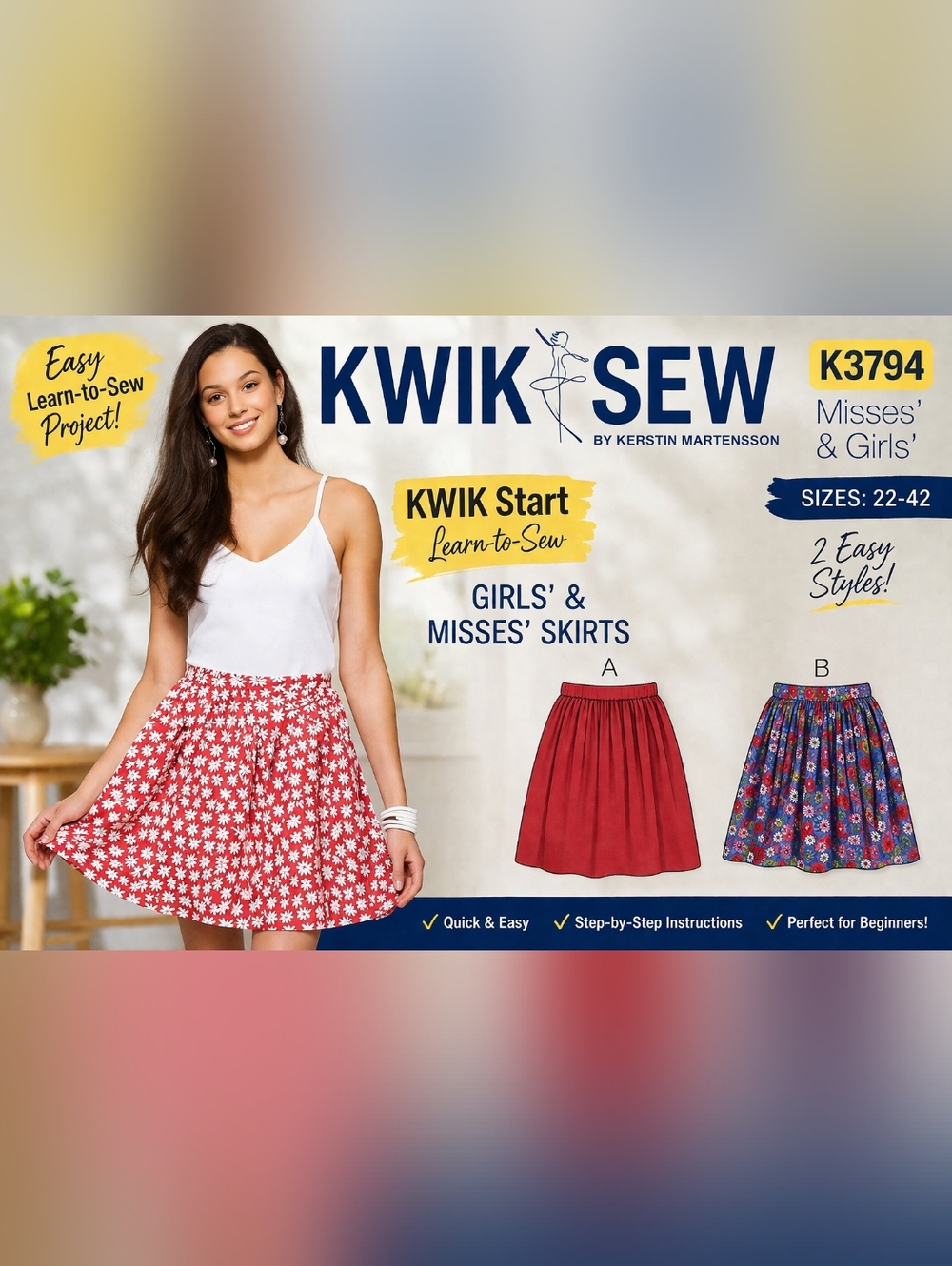 KWIK SEW K3794 Easy Skirt Sewing Pattern | Misses & Girls Sizes 22–42